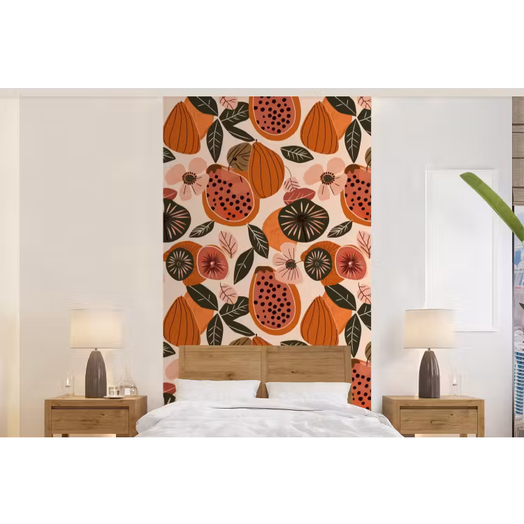 Behang - Papaja - Bloesem - Oranje — 5