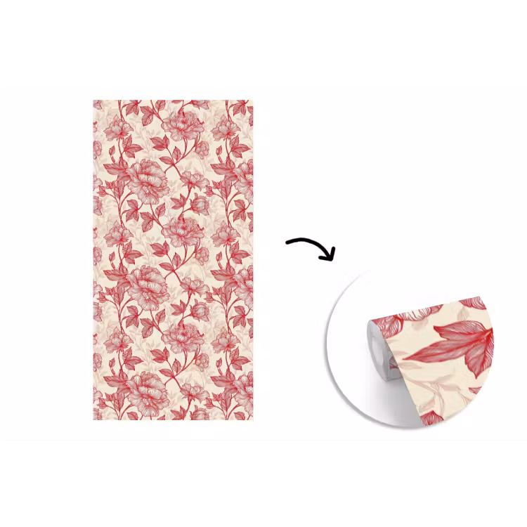 Behang - Pioenrozen - Modern - Rood — 1