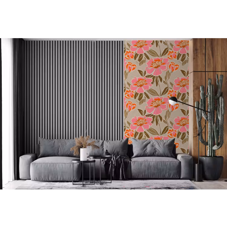 Behang - Pioenrozen - Patroon - Roze — 2