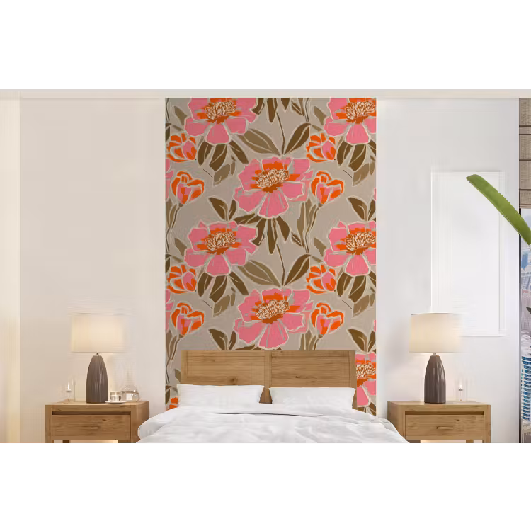 Behang - Pioenrozen - Patroon - Roze — 5