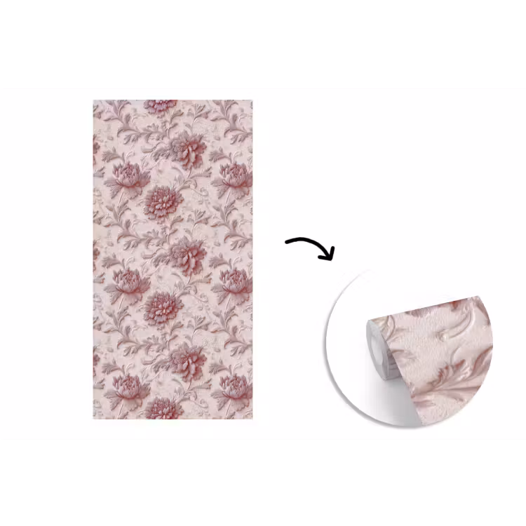 Behang - Reliëf - Pioenrozen - Roze — 1