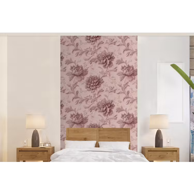 Behang - Reliëf - Pioenrozen - Roze — 5