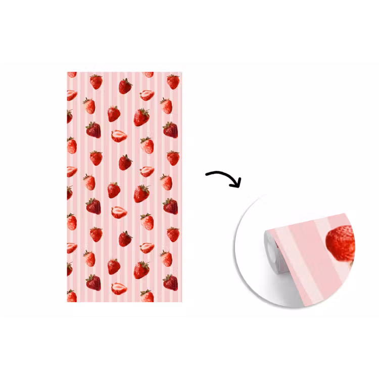 Behang - Strepen - Aardbei - Roze — 1