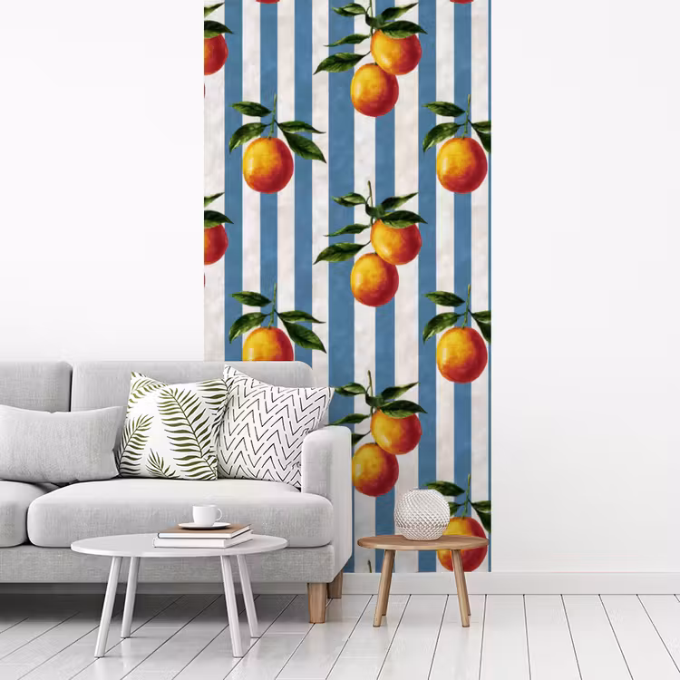 Behang - Strepen - Citroen - Blauw — 3