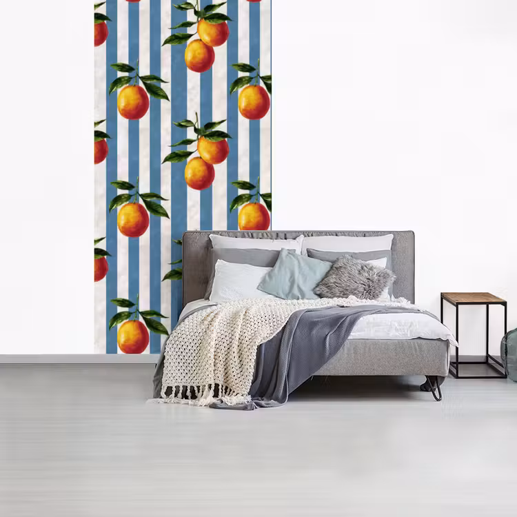 Behang - Strepen - Citroen - Blauw — 4