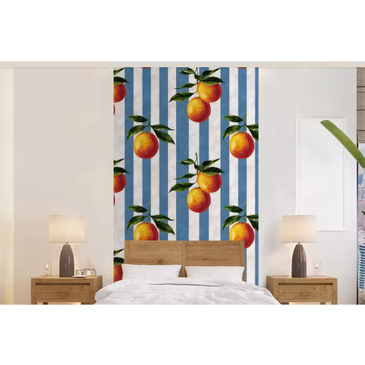 Behang - Strepen - Citroen - Blauw — 5