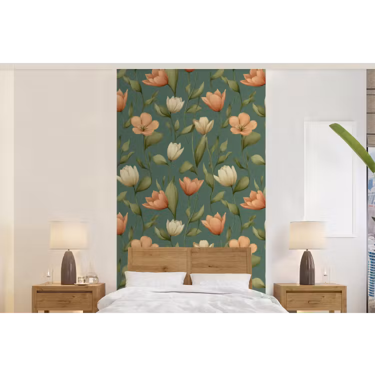 Behang - Tulpen - Botanisch - Groen — 5