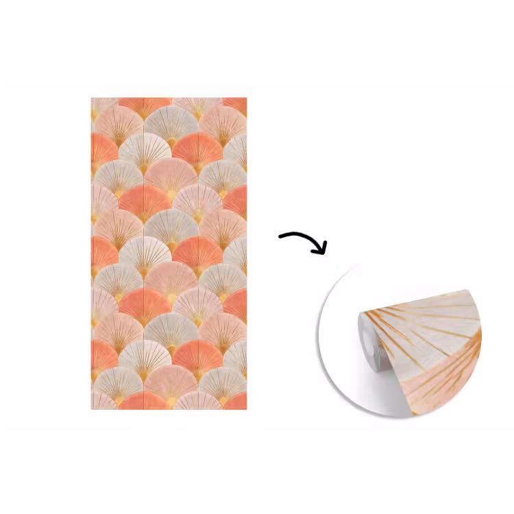 Behang - Waaiers - Goud - Roze — 1