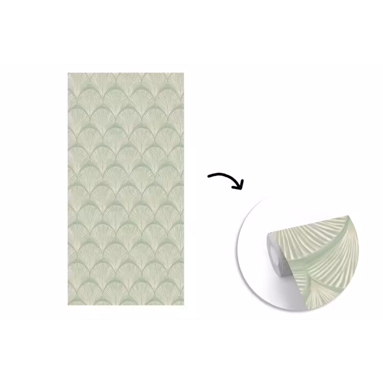 Behang - Waaiers - Patroon - Groen — 1