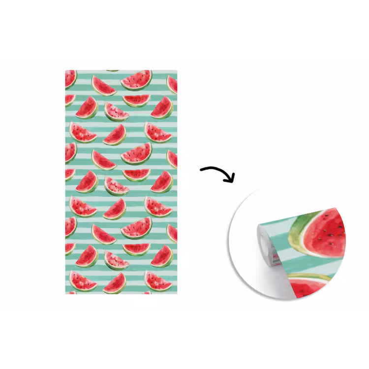 Behang - Watermeloen - Strepen - Groen — 1