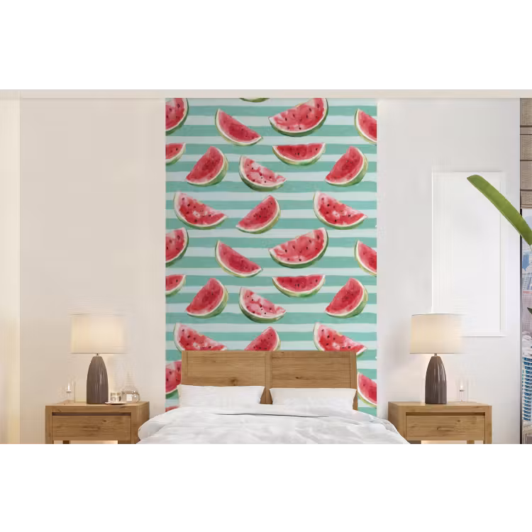 Behang - Watermeloen - Strepen - Groen — 5