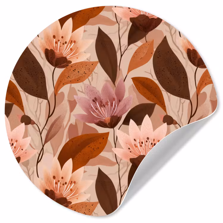 Behangcirkel - Bloemen - Bladeren - Bruin — 1
