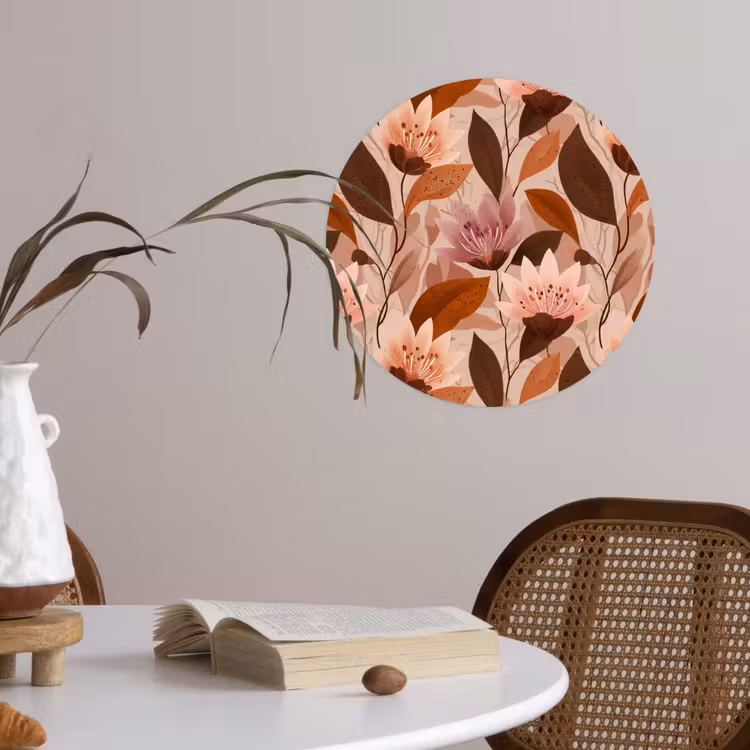 Behangcirkel - Bloemen - Bladeren - Bruin — 4