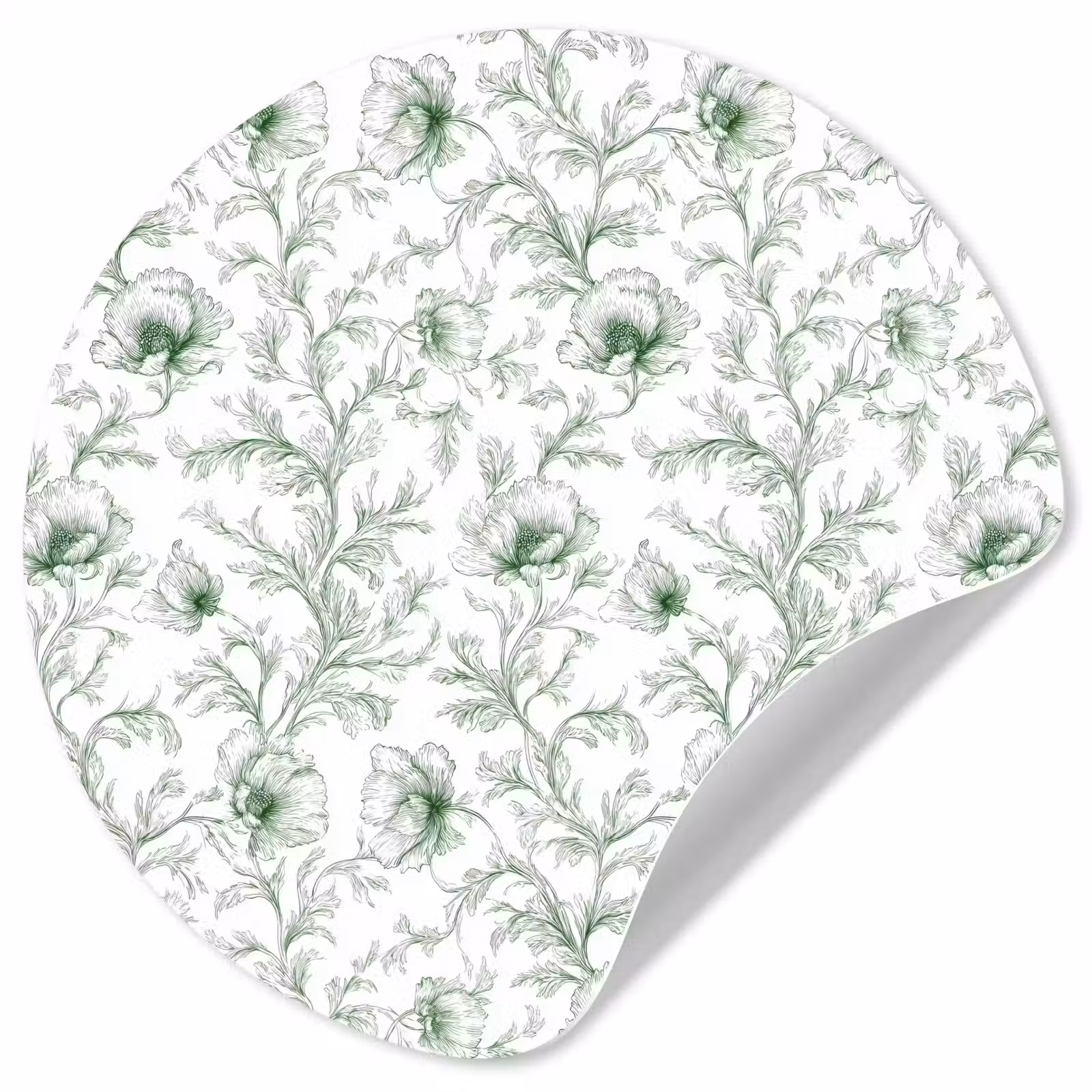 Behangcirkel - Bloemen - Getekend - Groen — 1