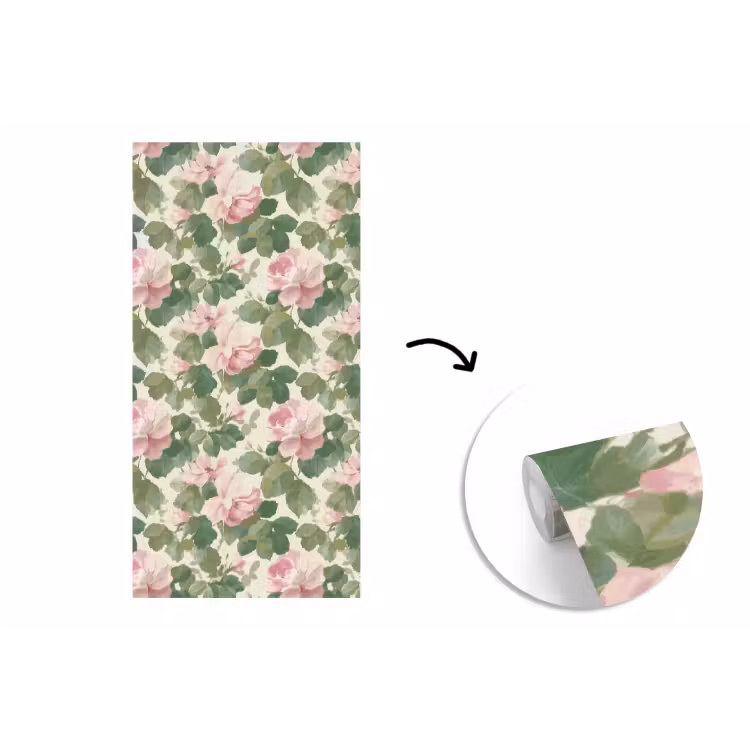 Behang - Rozen - Botanisch - Roze — 1