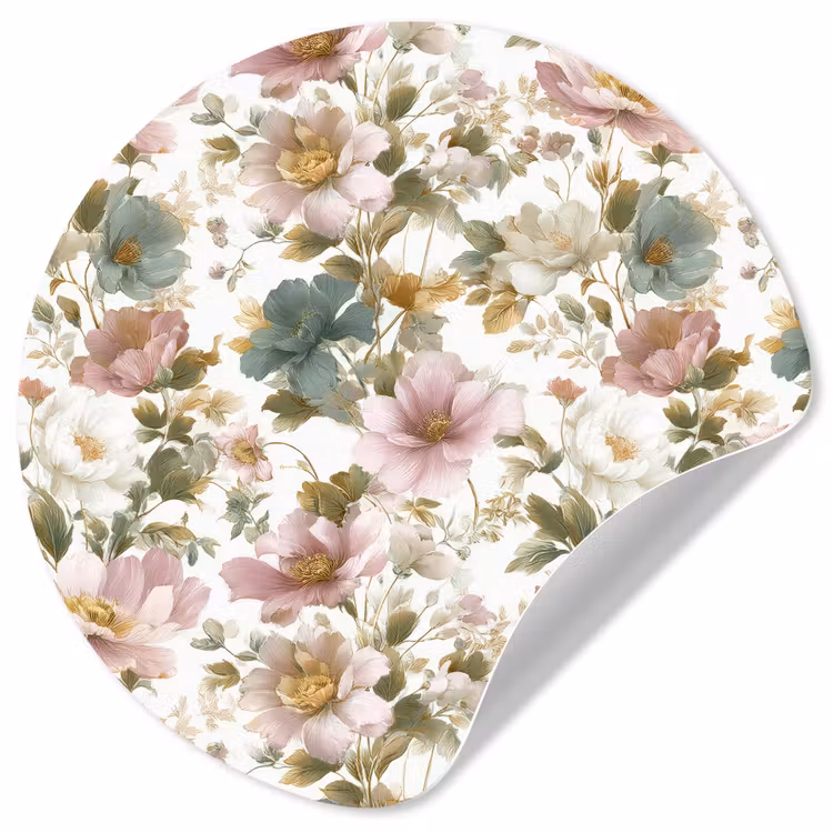 Behangcirkel - Bloemen - Patroon - Pastel — 1