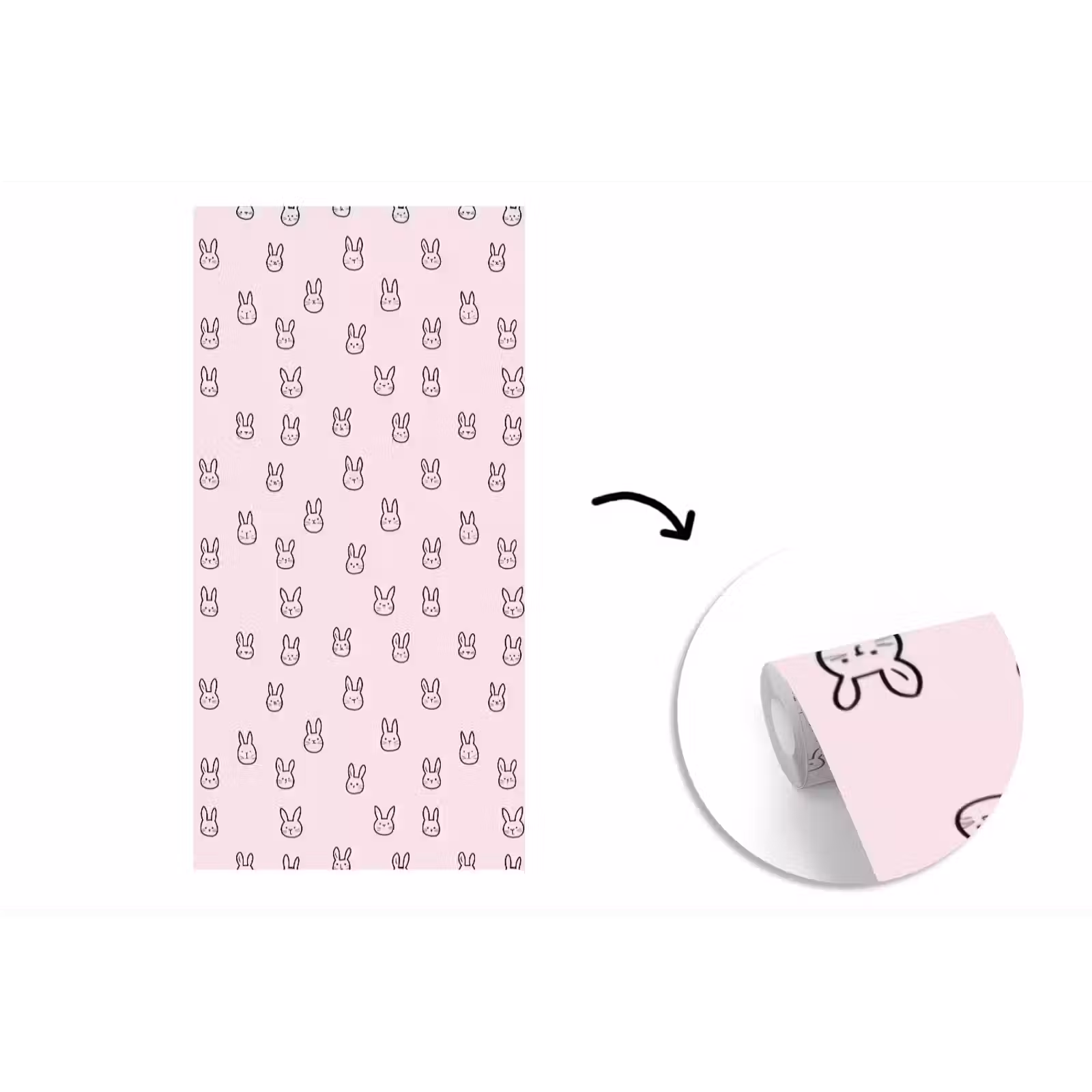 Behang - Konijnen - Minimalistisch - Roze — 1
