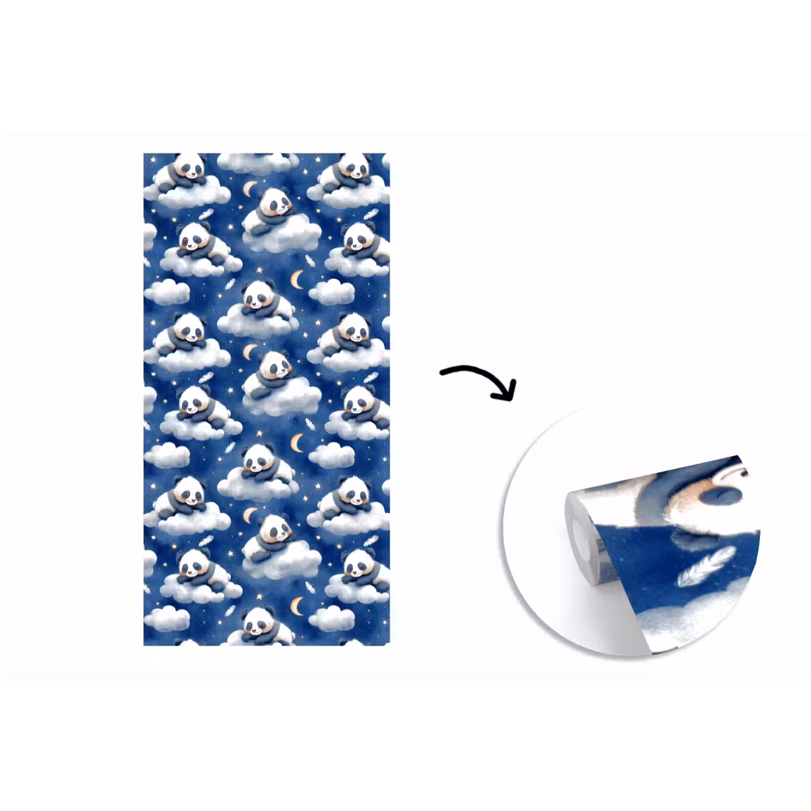 Behang - Panda's - Slapen - Blauw — 1