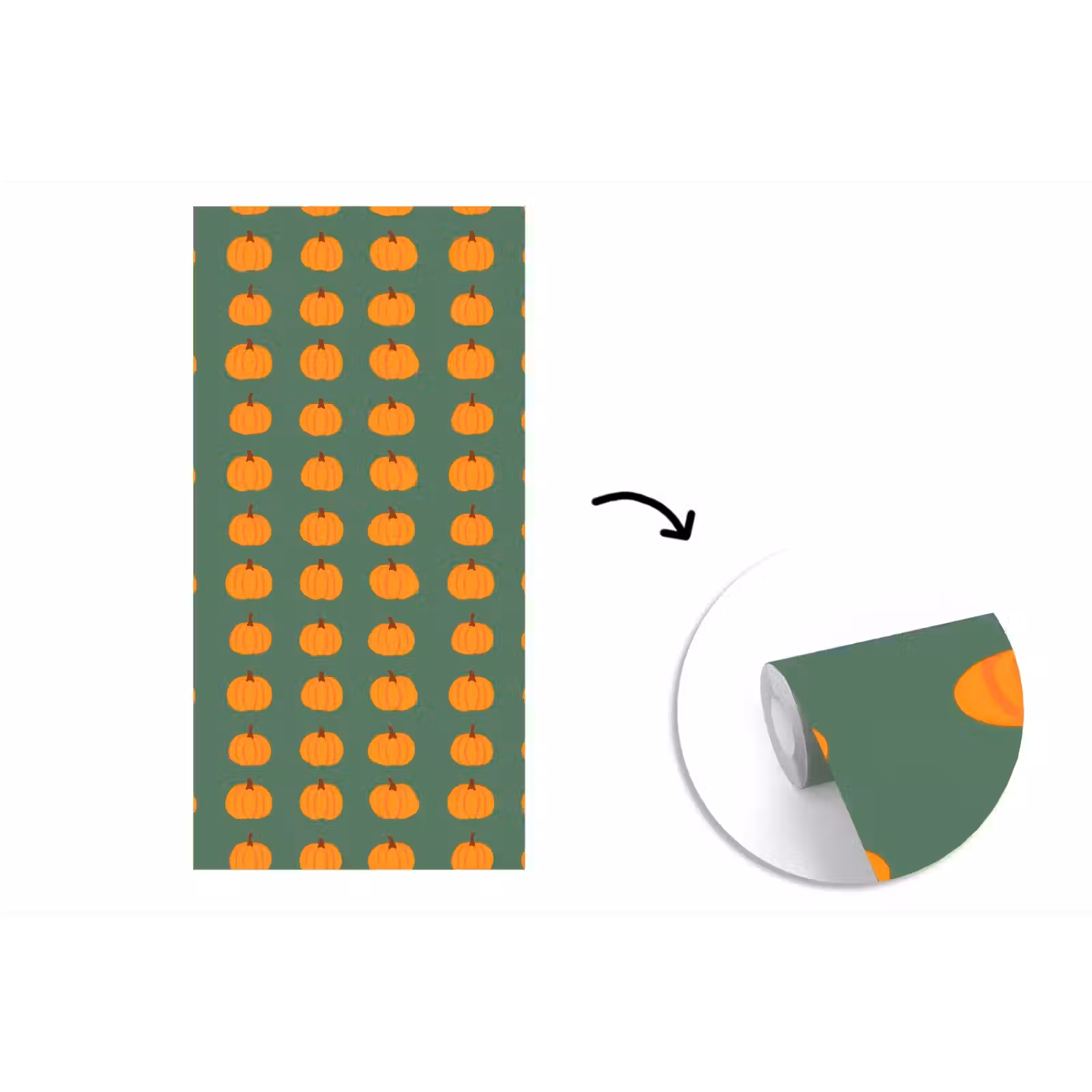 Behang - Pompoen - Patroon - Oranje — 1