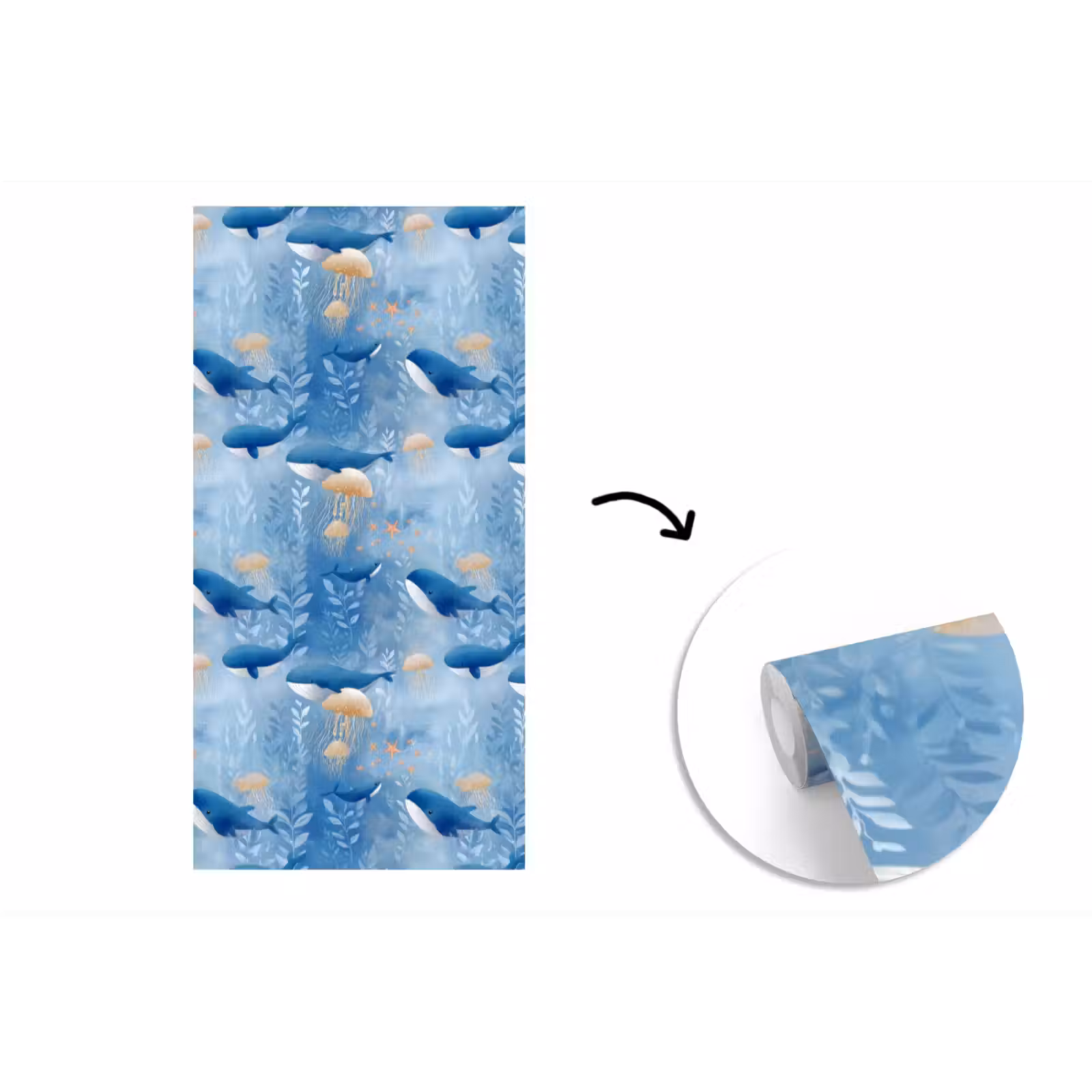 Behang - Walvissen - Oceaan - Blauw — 1