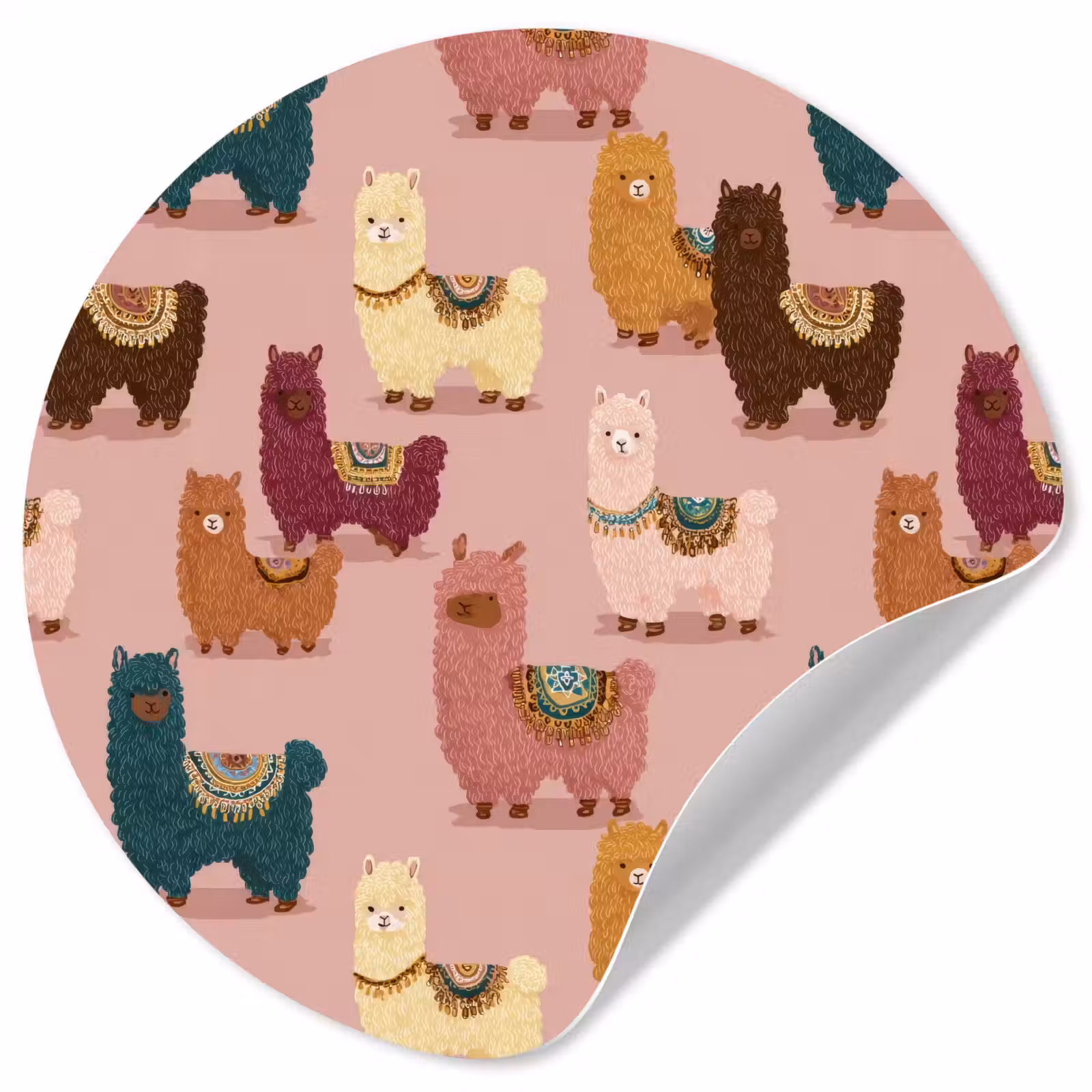 Behangcirkel - Alpaca's - Patroon - Kleurrijk — 1