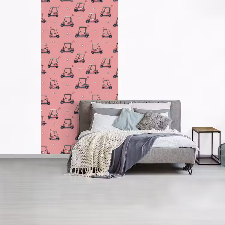 Behang - Golfkar - Retro - Roze — 4