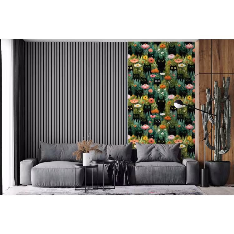 Behang - Katten - Bloemen - Kleurrijk — 2