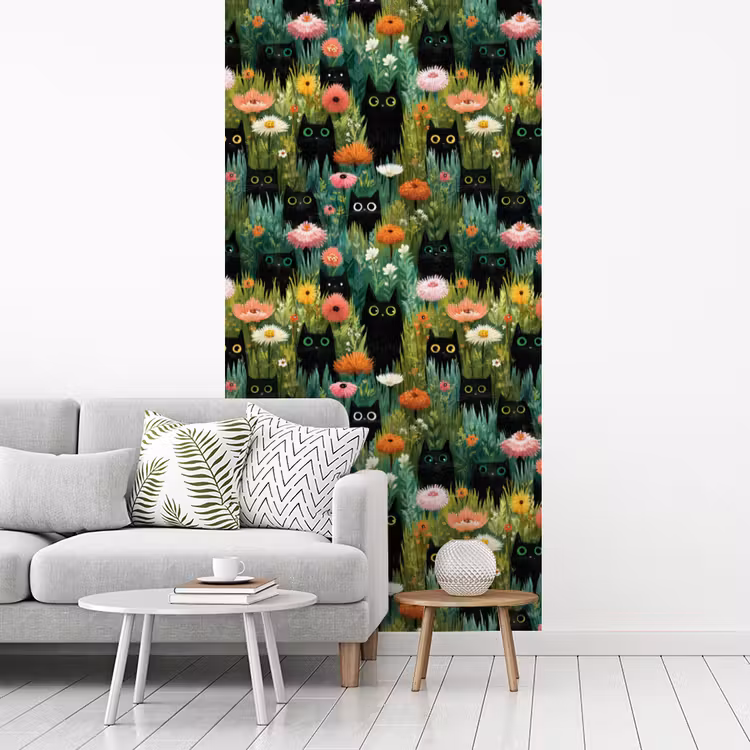 Behang - Katten - Bloemen - Kleurrijk — 3