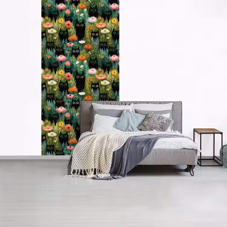Behang - Katten - Bloemen - Kleurrijk — 4
