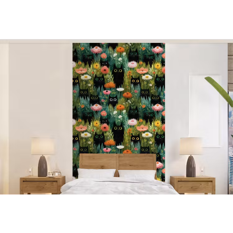 Behang - Katten - Bloemen - Kleurrijk — 5