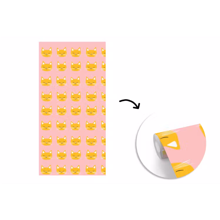 Behang - Katten - Patroon - Roze — 1