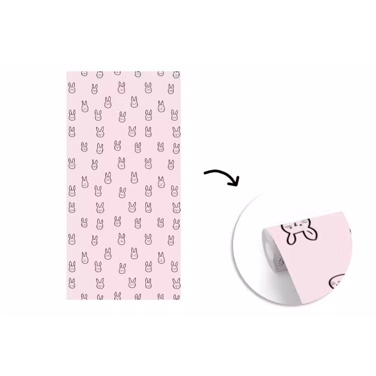 Behang - Konijnen - Minimalistisch - Roze — 1