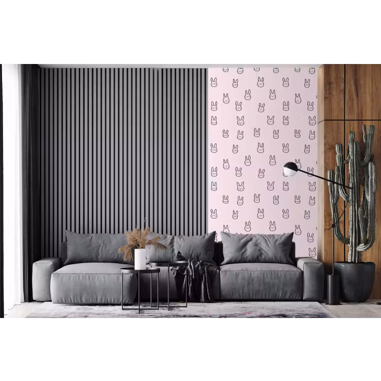Behang - Konijnen - Minimalistisch - Roze — 2