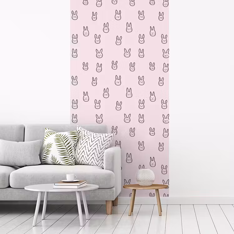 Behang - Konijnen - Minimalistisch - Roze — 3