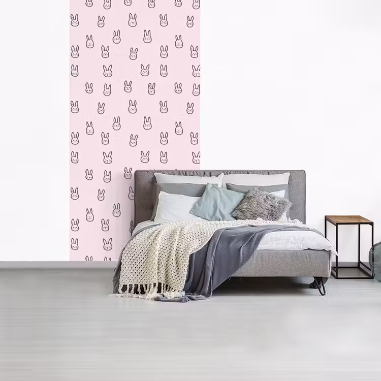 Behang - Konijnen - Minimalistisch - Roze — 4