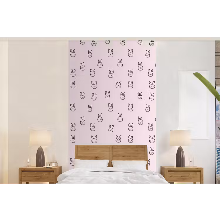 Behang - Konijnen - Minimalistisch - Roze — 5