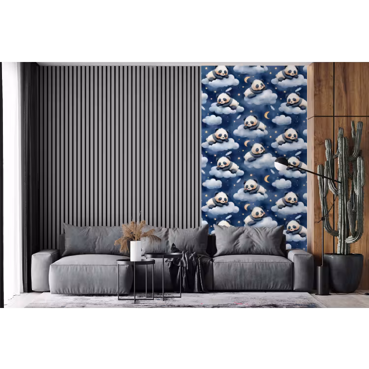 Behang - Panda's - Slapen - Blauw — 2