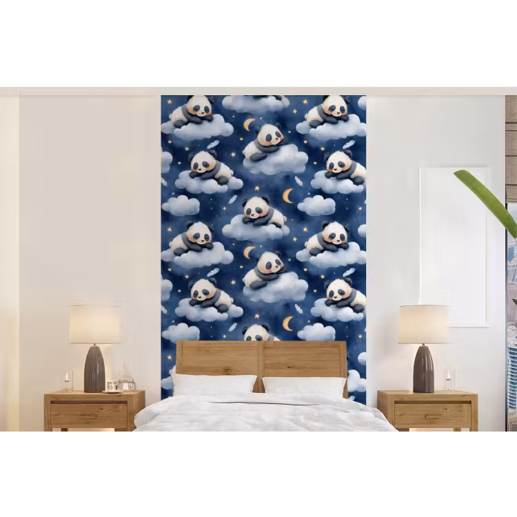 Behang - Panda's - Slapen - Blauw — 5