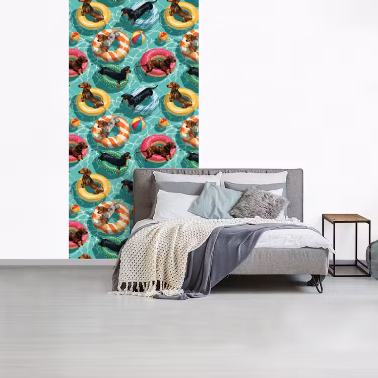 Behang - Teckels - Zwembad - Kleurrijk — 4