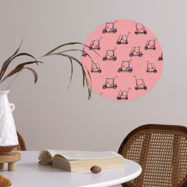 Behangcirkel - Golfkar - Retro - Roze — 4