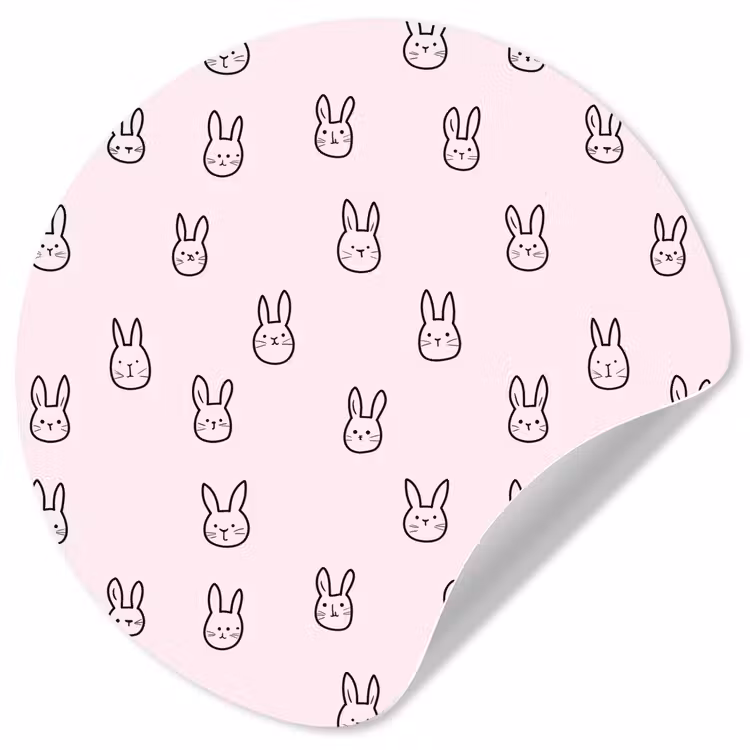 Behangcirkel - Konijnen - Minimalistisch - Roze — 1