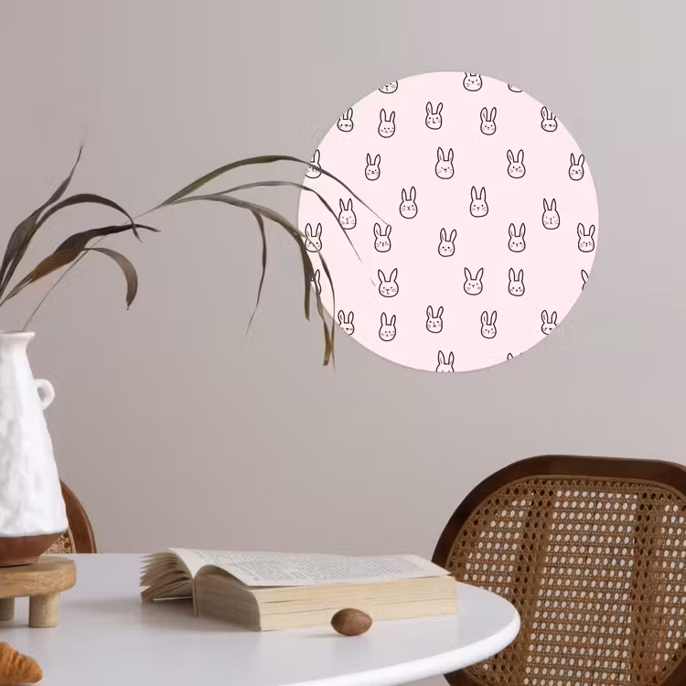 Behangcirkel - Konijnen - Minimalistisch - Roze — 4