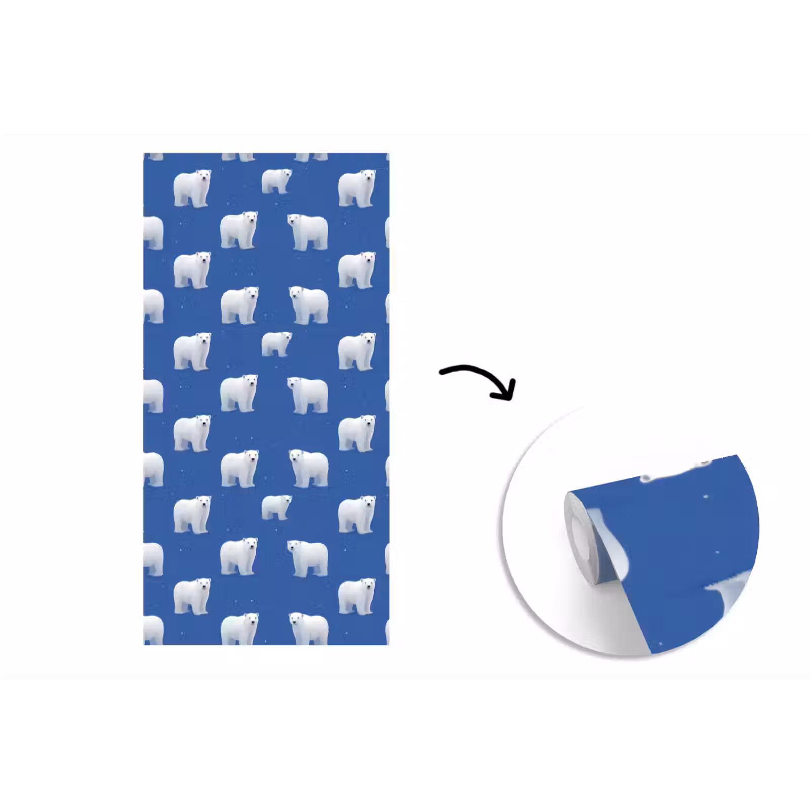 Behang - IJsbeer - Patroon - Blauw — 1