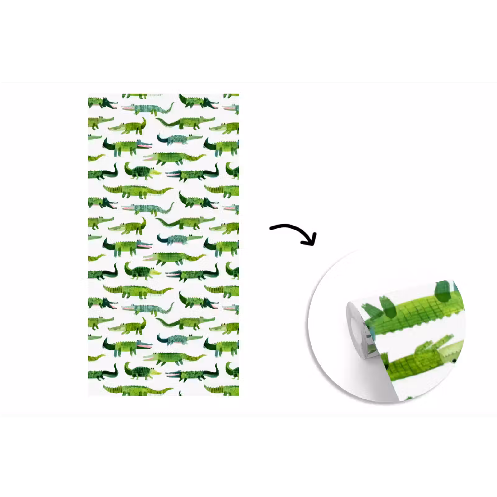 Behang - krokodillen - Speels - Groen — 1