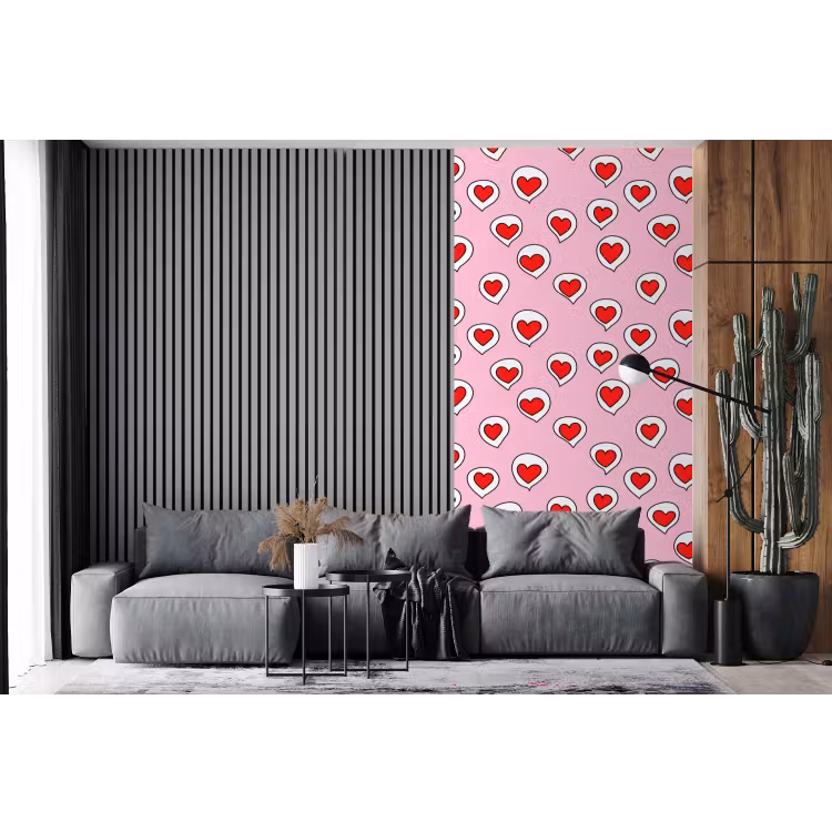 Behang - Hartjes - Patroon - Rood — 2