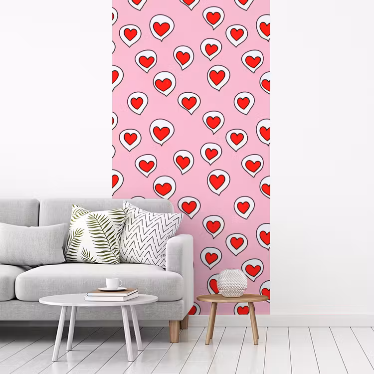 Behang - Hartjes - Patroon - Rood — 3