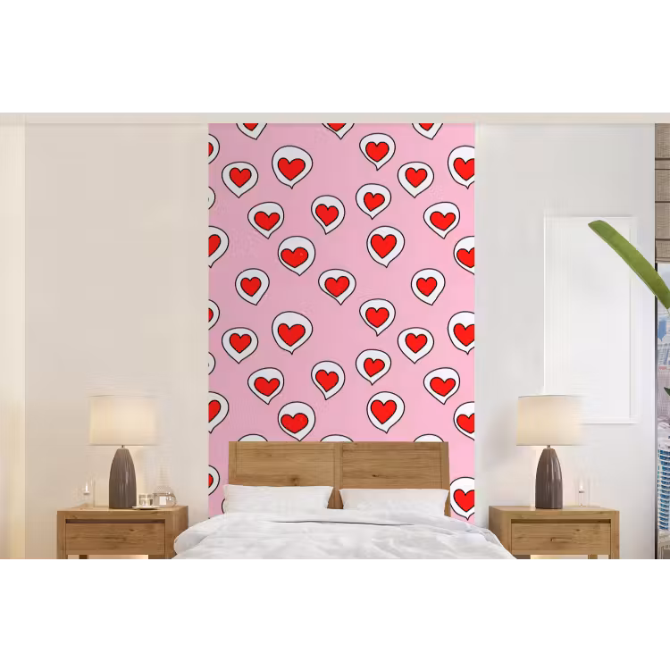 Behang - Hartjes - Patroon - Rood — 5