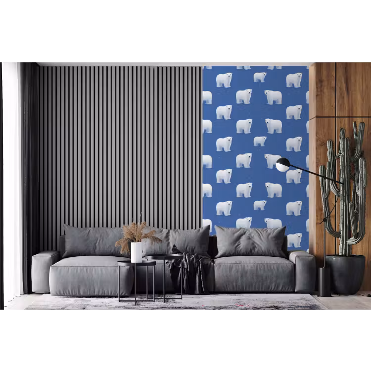 Behang - IJsbeer - Patroon - Blauw — 2