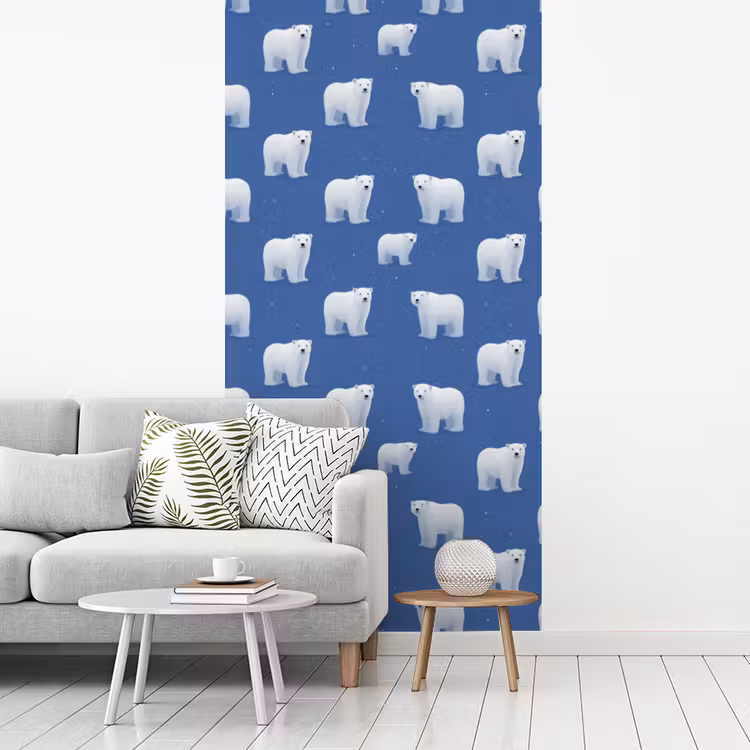 Behang - IJsbeer - Patroon - Blauw — 3