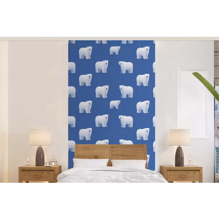 Behang - IJsbeer - Patroon - Blauw — 5